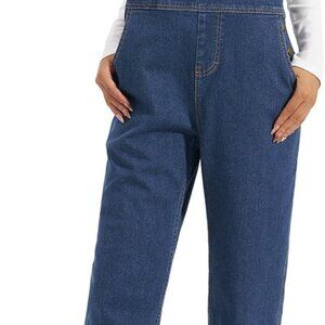 Stretchy Denim Overalls for Women, Womens Jean Bib Overall with Loose Fit, Ladie
